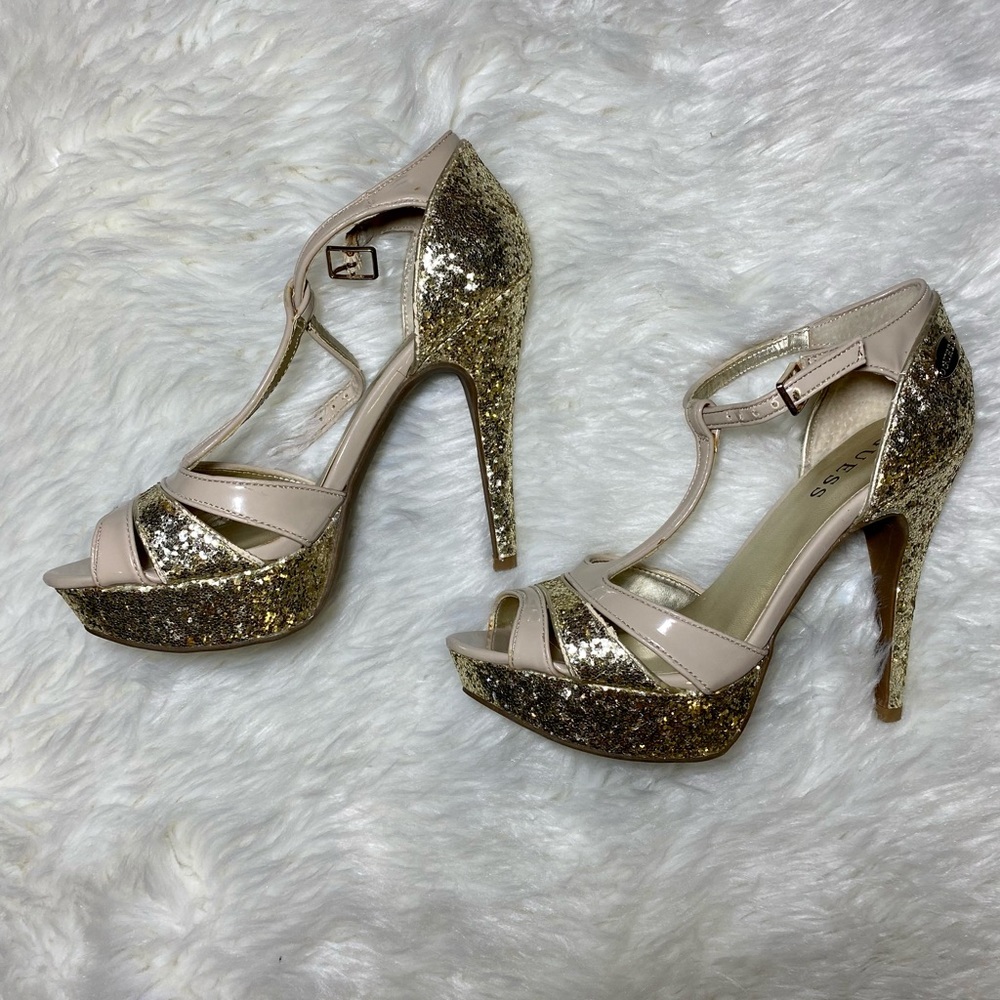 Guess Women’s Platform Peep Toe Stilettos High Heel Dress Shoes Size 6.5M